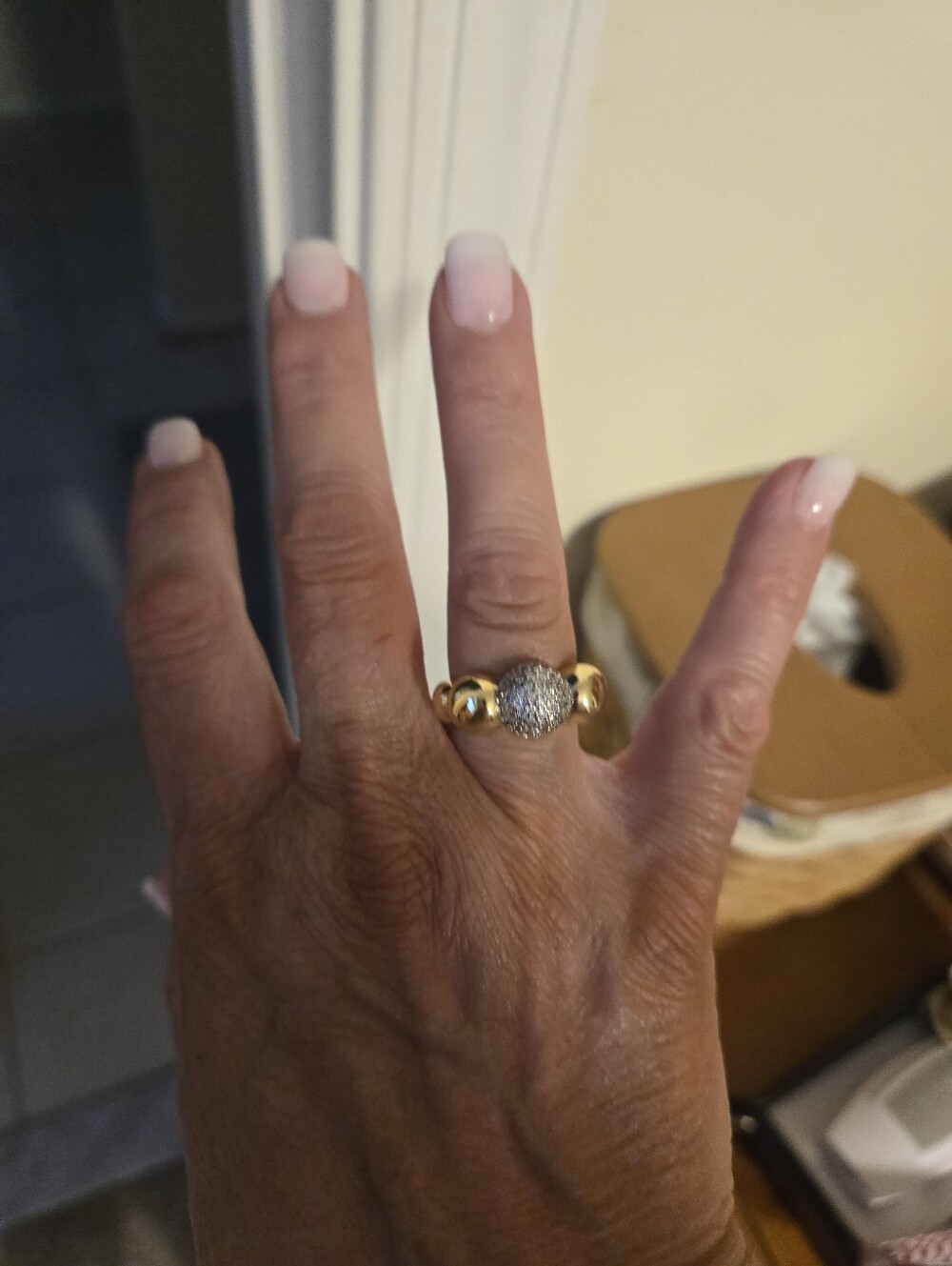 Discount Divas Bubble Bling Gold Ring- Women’s Silver Pave Ball